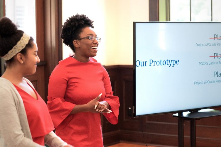 Student team Andrea Barnes, Angel Chin and Destiny Talley created Project uPGrade to improve college readiness for all students