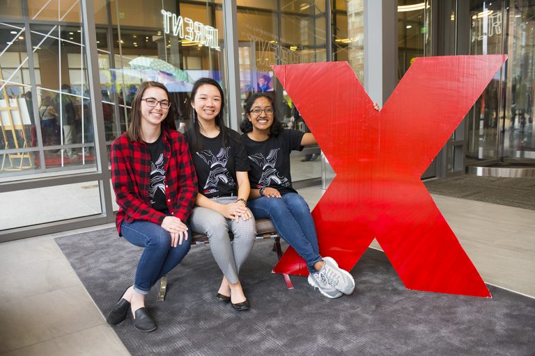 TEDxUNC student organizers: Meghan Moloney ('19), Nhi Nguyen ('21) and Radhika Kattula ('22)