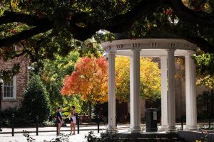 Fall scene near the Old Well on the campus of the University of North Carolina at Chapel Hill. October 30, 2024. (Jon Gardiner/UNC-Chapel Hill)